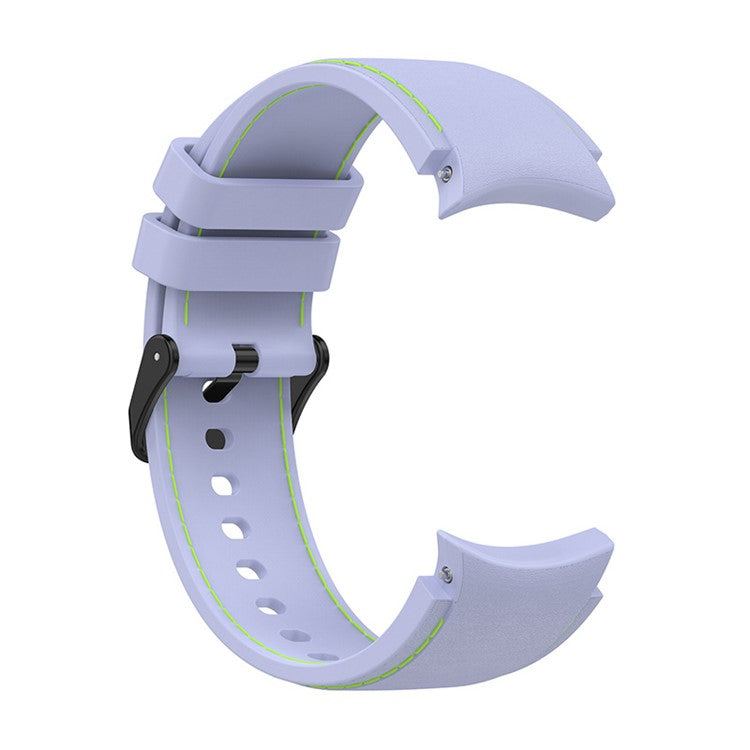 For Samsung Galaxy Watch6 40mm 44mm / Watch6 Classic 43mm 47mm / Watch 5 40mm 44mm / 5 Pro 45mm / Watch4 40mm 44mm Silicone Watch Band Stitching Line Black Buckle Wrist Strap Replacement, Size S - Purple / Green