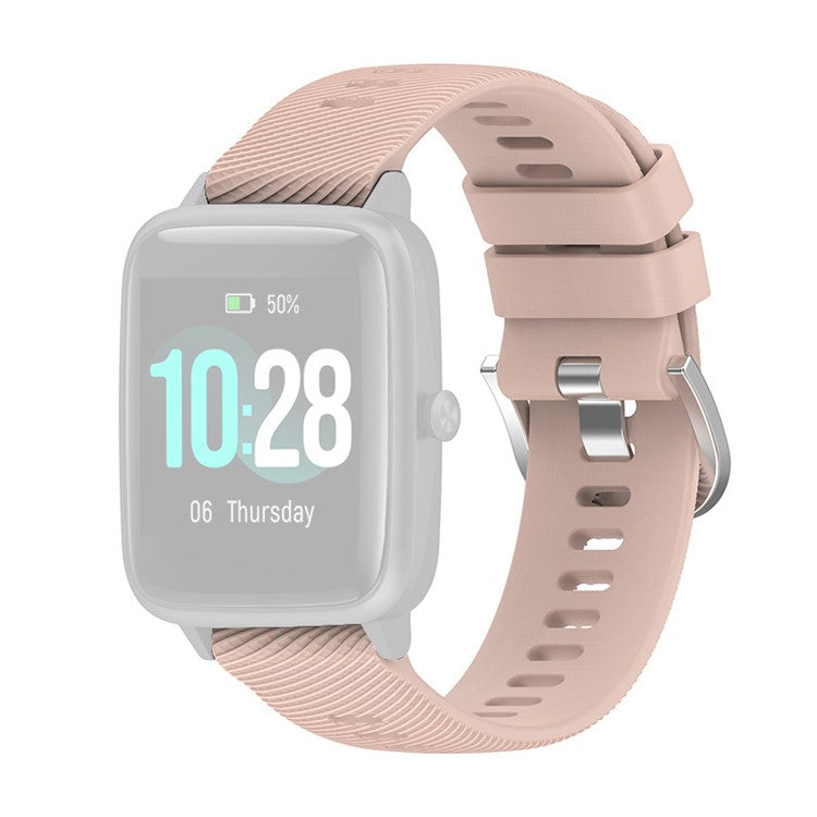 For Xiaomi Haylou Solar LS01 / Boat Watch Storm Silicone Smart Watch Strap Cross Stripe Design 19mm Universal Adjustable Wrist Band - Light Pink