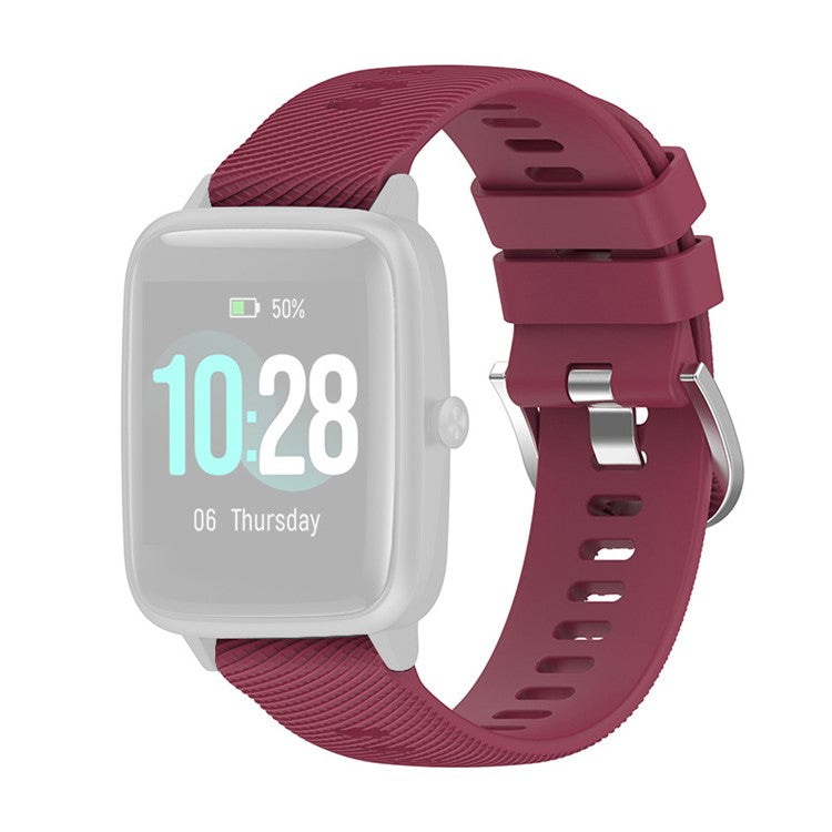 For-Xiaomi-Haylou-Solar-LS01-/-Boat-Watch-Storm-Silicone-Smart-Watch-Strap-Cross-Stripe-Design-19mm-Universal-Adjustable-Wrist-Band-Wine-Red