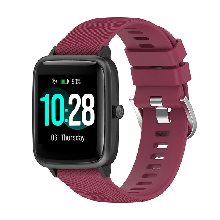 For Xiaomi Haylou Solar LS01 / Boat Watch Storm Silicone Smart Watch Strap Cross Stripe Design 19mm Universal Adjustable Wrist Band - Wine Red