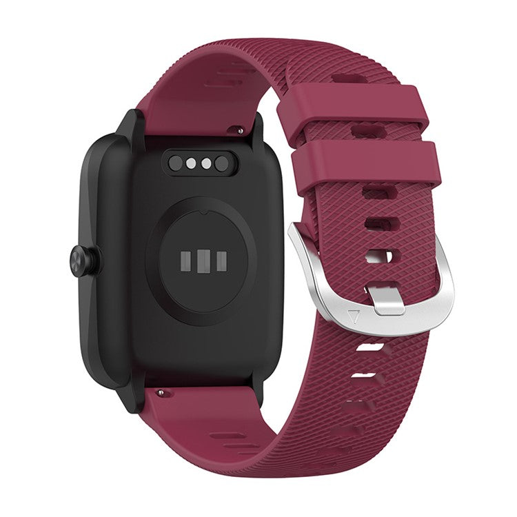 For Xiaomi Haylou Solar LS01 / Boat Watch Storm Silicone Smart Watch Strap Cross Stripe Design 19mm Universal Adjustable Wrist Band - Wine Red