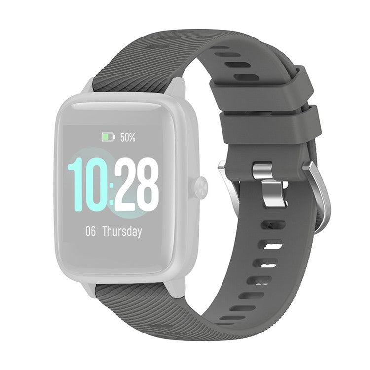 For Xiaomi Haylou Solar LS01 / Boat Watch Storm Silicone Smart Watch Strap Cross Stripe Design 19mm Universal Adjustable Wrist Band - Grey