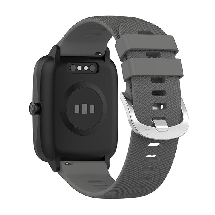 For Xiaomi Haylou Solar LS01 / Boat Watch Storm Silicone Smart Watch Strap Cross Stripe Design 19mm Universal Adjustable Wrist Band - Grey