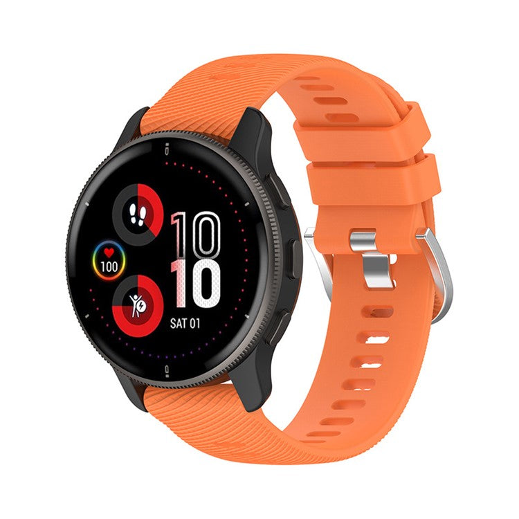 For Garmin Forerunner 255 / Vivoactive 4 Cross Stripe Design 22mm Universal Watch Strap Silicone Replacement Wrist Band - Orange