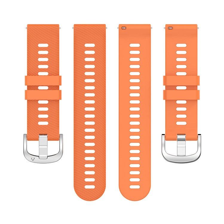 For Garmin Forerunner 255 / Vivoactive 4 Cross Stripe Design 22mm Universal Watch Strap Silicone Replacement Wrist Band - Orange