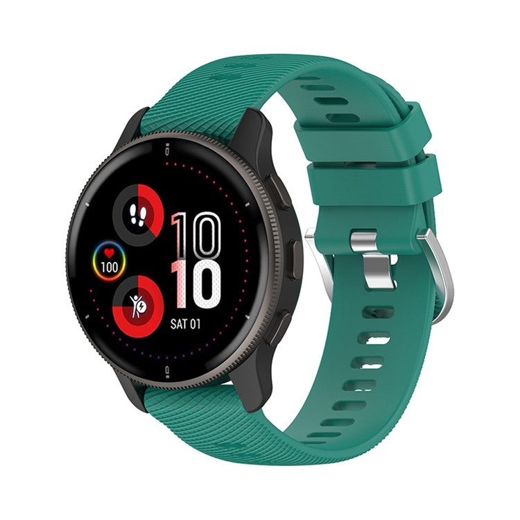 For Garmin Venu 2 Plus / Samsung Galaxy Watch 5 Pro 45mm Cross Stripe Silicone Watch Band 20mm Universal Replacement Wrist Strap - Green