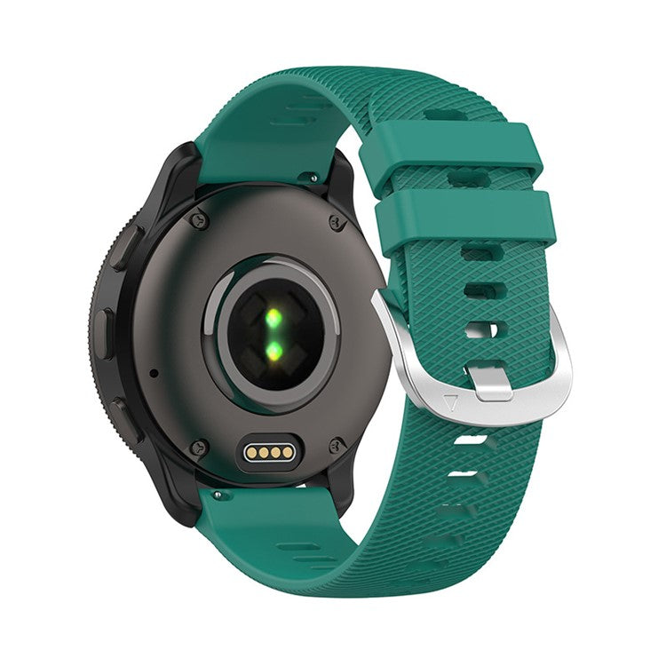 For Garmin Venu 2 Plus / Samsung Galaxy Watch 5 Pro 45mm Cross Stripe Silicone Watch Band 20mm Universal Replacement Wrist Strap - Green