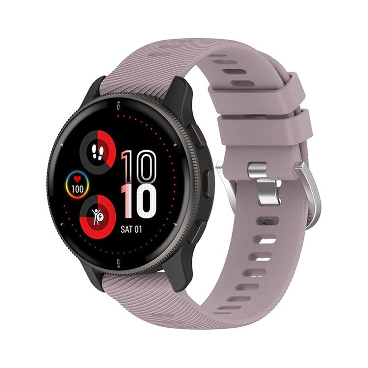 For Garmin Venu 2 Plus / Samsung Galaxy Watch 5 Pro 45mm Cross Stripe Silicone Watch Band 20mm Universal Replacement Wrist Strap - Light Purple