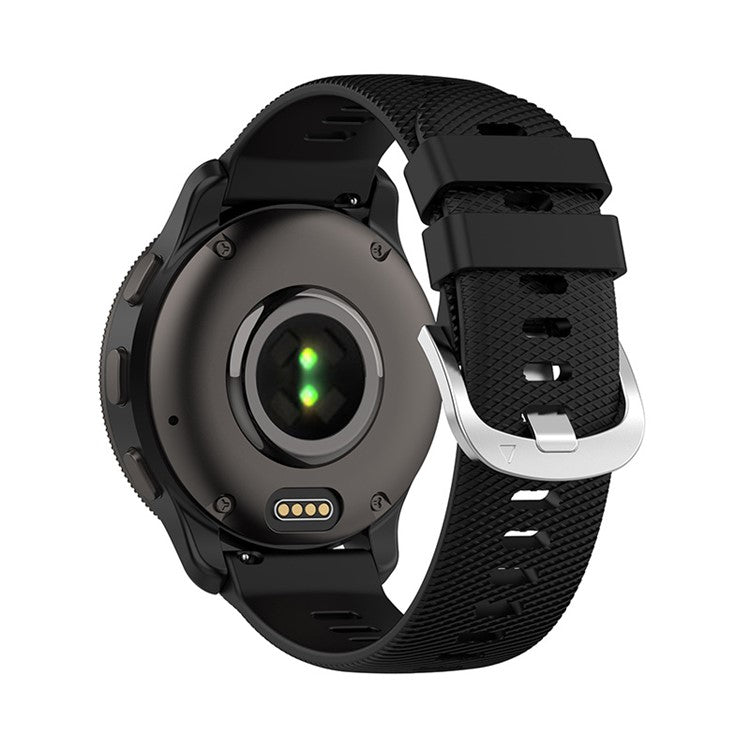 For Garmin Venu 2 Plus / Samsung Galaxy Watch 5 Pro 45mm Cross Stripe Silicone Watch Band 20mm Universal Replacement Wrist Strap - Black