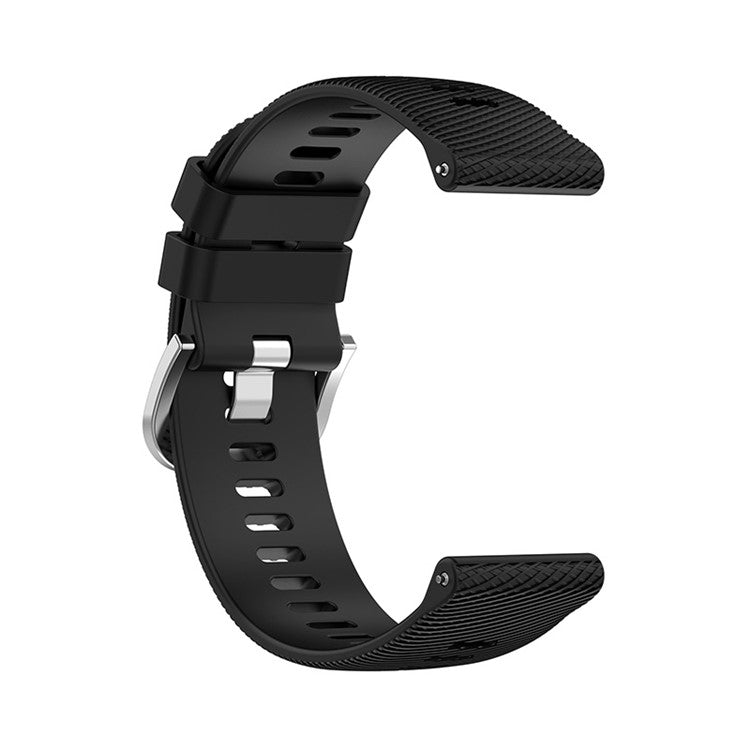 For Garmin Venu 2 Plus / Samsung Galaxy Watch 5 Pro 45mm Cross Stripe Silicone Watch Band 20mm Universal Replacement Wrist Strap - Black