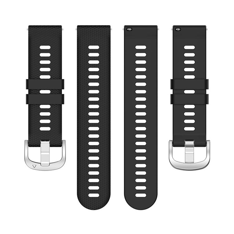 For Garmin Venu 2 Plus / Samsung Galaxy Watch 5 Pro 45mm Cross Stripe Silicone Watch Band 20mm Universal Replacement Wrist Strap - Black