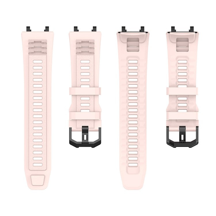 For Huami Amazfit T-Rex 2 Solid Color Soft Silicone Sports Smart Watch Band Replacement Wrist Strap - Pink