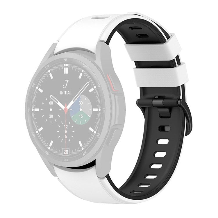 For Samsung Galaxy Watch6 40mm 44mm / Watch6 Classic 43mm 47mm / Watch 5 40mm 44mm / 5 Pro 45mm / Watch4 40mm 44mm / Watch3 41mm Dual-Color Silicone Watch Band Strap - White / Black