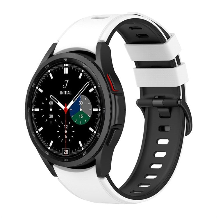 For Samsung Galaxy Watch6 40mm 44mm / Watch6 Classic 43mm 47mm / Watch 5 40mm 44mm / 5 Pro 45mm / Watch4 40mm 44mm / Watch3 41mm Dual-Color Silicone Watch Band Strap - White / Black