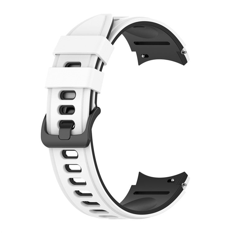 For Samsung Galaxy Watch6 40mm 44mm / Watch6 Classic 43mm 47mm / Watch 5 40mm 44mm / 5 Pro 45mm / Watch4 40mm 44mm / Watch3 41mm Dual-Color Silicone Watch Band Strap - White / Black