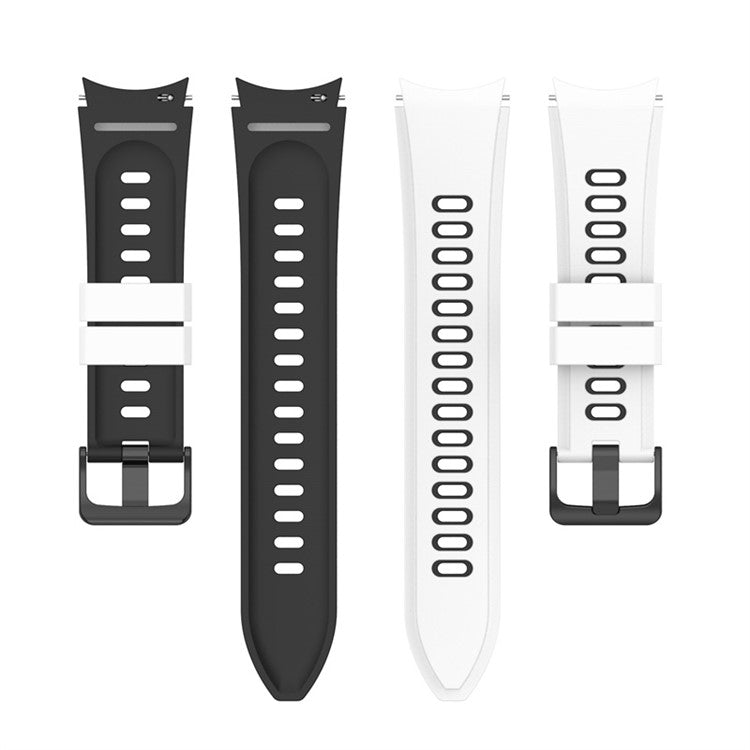 For Samsung Galaxy Watch6 40mm 44mm / Watch6 Classic 43mm 47mm / Watch 5 40mm 44mm / 5 Pro 45mm / Watch4 40mm 44mm / Watch3 41mm Dual-Color Silicone Watch Band Strap - White / Black