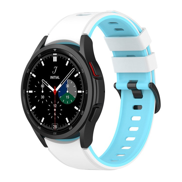 For Samsung Galaxy Watch6 40mm 44mm / Watch6 Classic 43mm 47mm / Watch 5 40mm 44mm / 5 Pro 45mm / Watch4 40mm 44mm / Watch3 41mm Dual-Color Silicone Watch Band Strap - White / Sky Blue