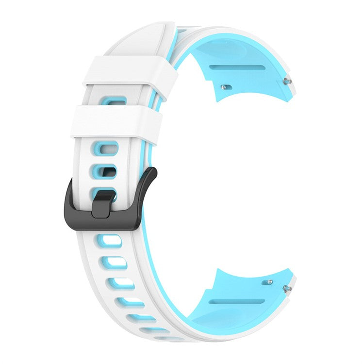 For Samsung Galaxy Watch6 40mm 44mm / Watch6 Classic 43mm 47mm / Watch 5 40mm 44mm / 5 Pro 45mm / Watch4 40mm 44mm / Watch3 41mm Dual-Color Silicone Watch Band Strap - White / Sky Blue