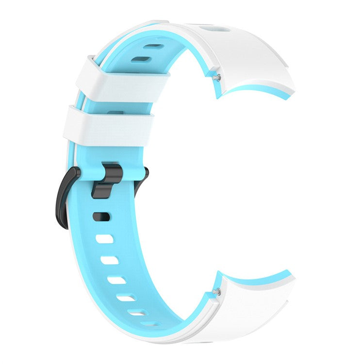 For Samsung Galaxy Watch6 40mm 44mm / Watch6 Classic 43mm 47mm / Watch 5 40mm 44mm / 5 Pro 45mm / Watch4 40mm 44mm / Watch3 41mm Dual-Color Silicone Watch Band Strap - White / Sky Blue