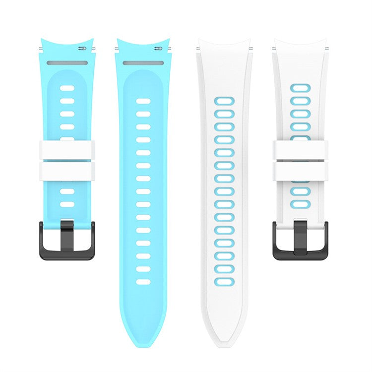 For Samsung Galaxy Watch6 40mm 44mm / Watch6 Classic 43mm 47mm / Watch 5 40mm 44mm / 5 Pro 45mm / Watch4 40mm 44mm / Watch3 41mm Dual-Color Silicone Watch Band Strap - White / Sky Blue