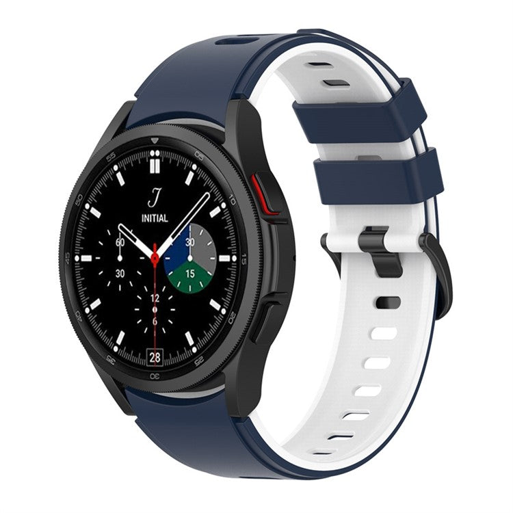 For Samsung Galaxy Watch6 40mm 44mm / Watch6 Classic 43mm 47mm / Watch 5 40mm 44mm / 5 Pro 45mm / Watch4 40mm 44mm / Watch3 41mm Dual-Color Silicone Watch Band Strap - Midnight Blue / White