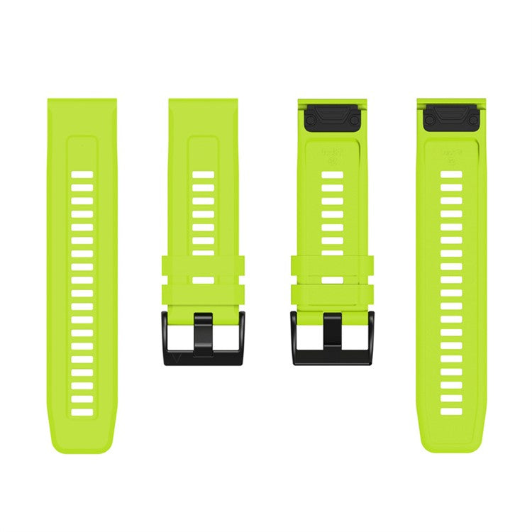 For Garmin Fenix 7X Silicone Watch Band 26mm Quick Release Metal Buckle Strap Replacement - Green