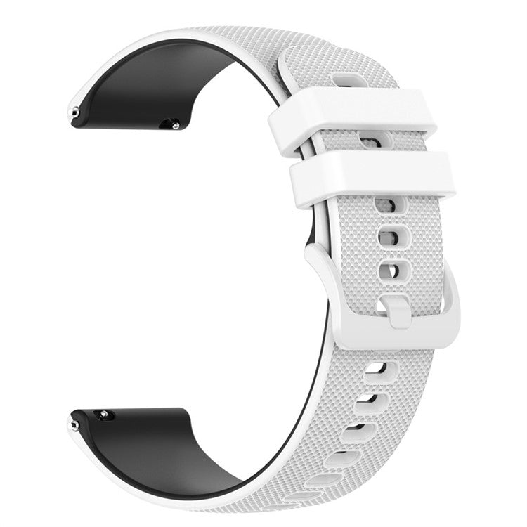 For Garmin Venu2 Plus / Venu Sq / Vivomove Grid Texture Silicone Watch Band 20mm Dual-Color Strap - White / Black