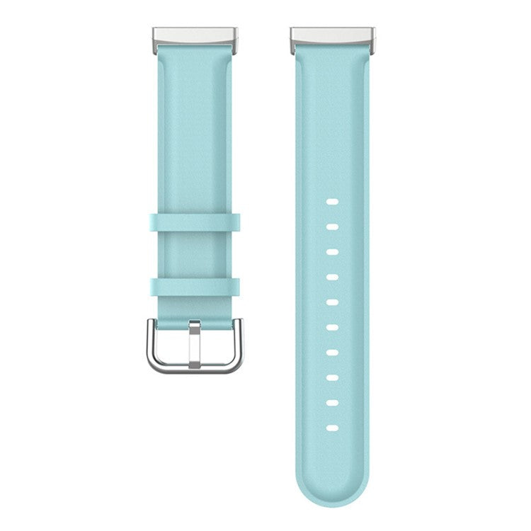 For Fitbit Versa 4 / Sense 2 Watch Band Soft Genuine Leather Replacement Strap with Solid Buckle - Baby Blue