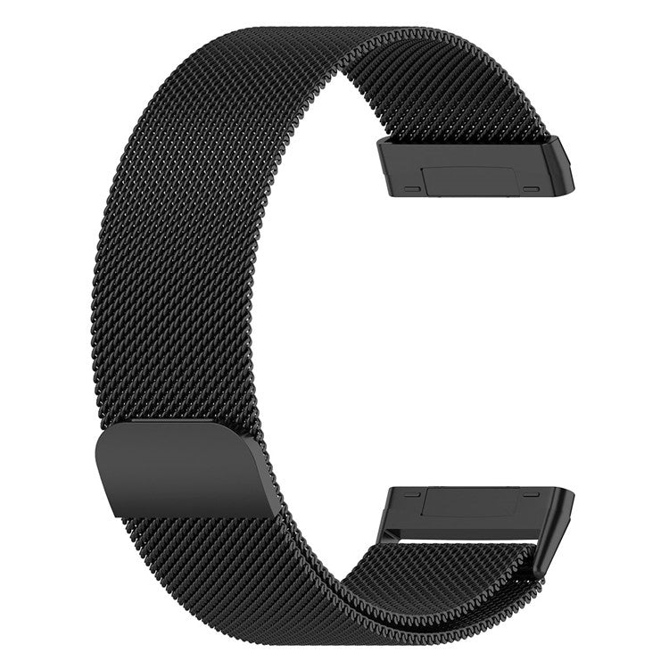 For Fitbit Versa 4 / Sense 2 Replacement Watch Strap Metal Milanese Smart Watchband, Size: S - Black