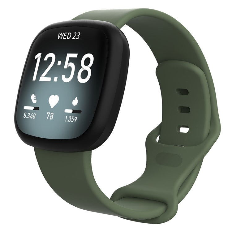 For Fitbit Versa 4 / Sense 2 Smart Watch Silicone Band Solid Color Replacement Wrist Strap, Size: L - Dark Green