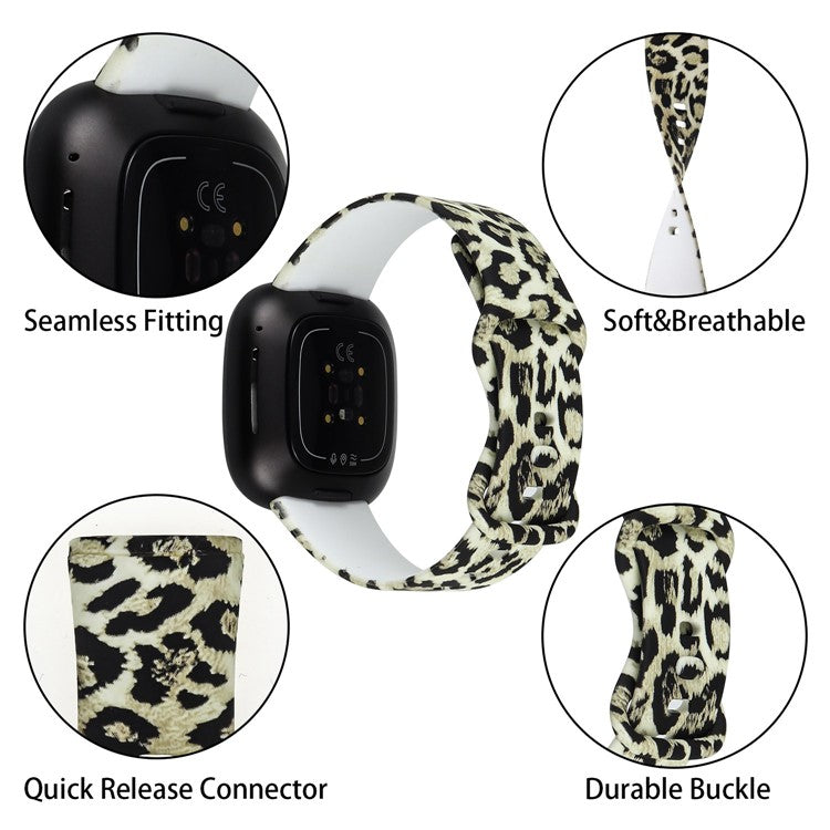 For Fitbit Versa 4 / Sense 2 Pattern Printing Silicone Watch Strap Adjustable Wrist Band Replacement - Style A