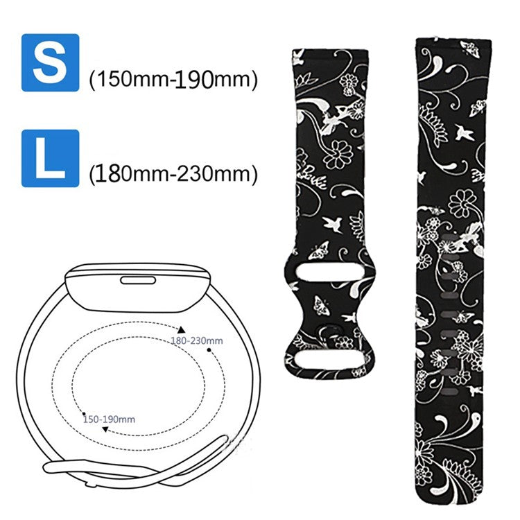 For Fitbit Versa 4 / Sense 2 Pattern Printing Silicone Watch Strap Adjustable Wrist Band Replacement - Style J