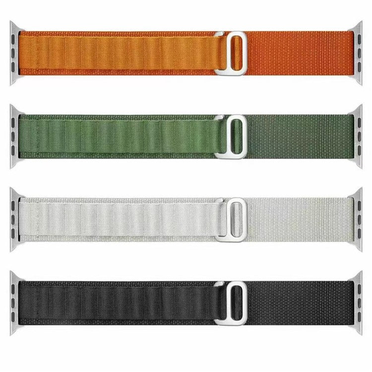 For Apple Watch Series 10 46mm / Ultra 2 Ultra 49mm / Series 9 8 7 45mm / 6 5 4 SE (2023) SE (2022) SE 44mm / 3 2 1 42mm Braided Nylon Smart Watch Band Wrist Strap Replacement, Size: M - Dark Green
