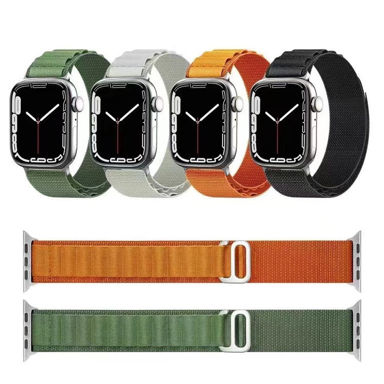 For Apple Watch Series 10 46mm / Ultra 2 Ultra 49mm / Series 9 8 7 45mm / 6 5 4 SE (2023) SE (2022) SE 44mm / 3 2 1 42mm Braided Nylon Smart Watch Band Wrist Strap Replacement, Size: M - Dark Green