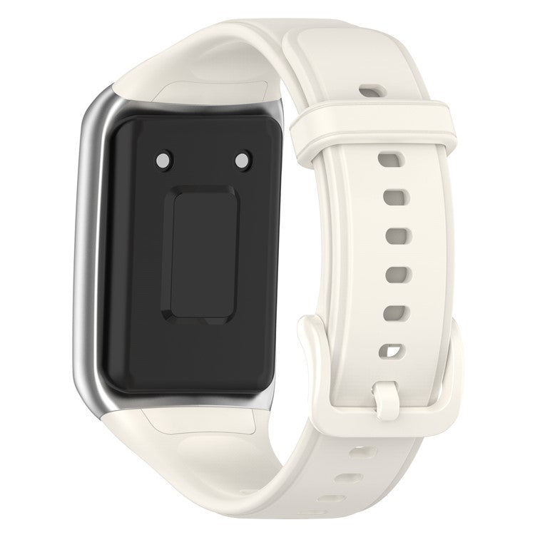 For Oppo Band 2 Soft Silicone Watch Band Adjustable Sport Replacement Strap - White