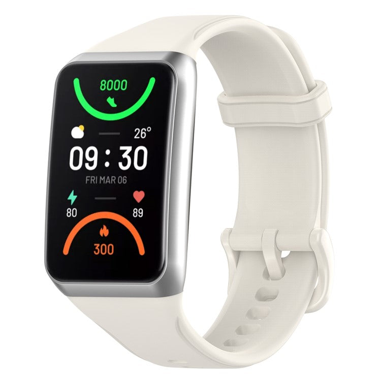 For Oppo Band 2 Soft Silicone Watch Band Adjustable Sport Replacement Strap - White