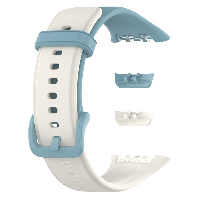 For Oppo Band 2 Soft Silicone Watch Band Adjustable Sport Replacement Strap - White / Blue