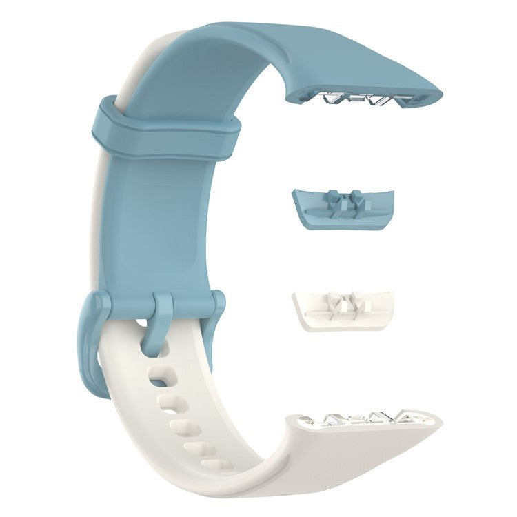 For Oppo Band 2 Soft Silicone Watch Band Adjustable Sport Replacement Strap - White / Blue