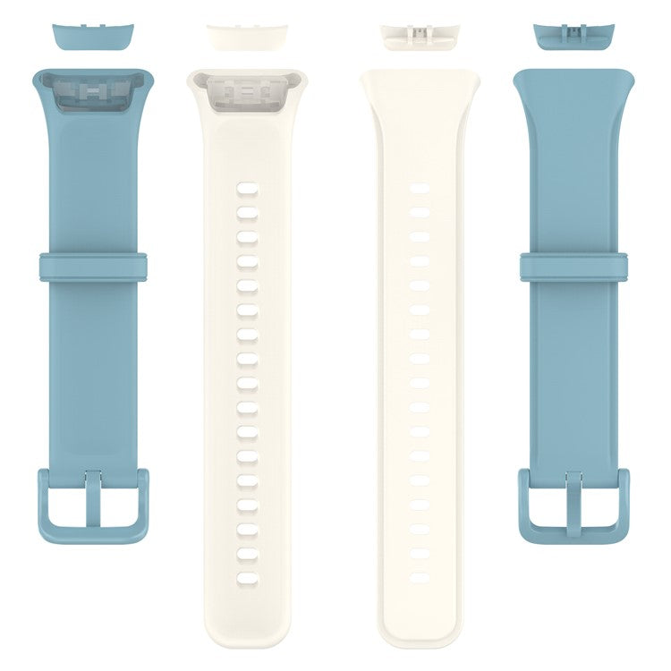 For Oppo Band 2 Soft Silicone Watch Band Adjustable Sport Replacement Strap - White / Blue