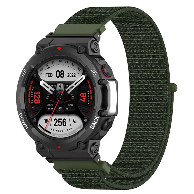 For Huami Amazfit T-Rex 2 Loop Sport Watch Strap Nylon Breathable Replacement Fastening Watchband, Standard Size - Army Green