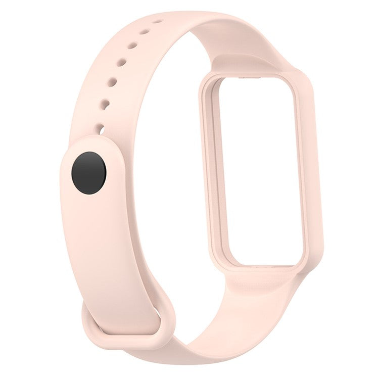 For Huami Amazfit Band 7 Strap TPE Watch Band with Protective Case - Light Pink