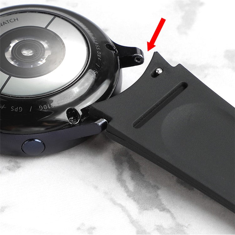 For Samsung Galaxy Watch6 40mm 44mm / Watch6 Classic 43mm 47mm / Watch 5 40mm 44mm / 5 Pro 45mm / Watch4 40mm 44mm Dual Color Genuine Leather Coated Silicone Watch Strap Replacement - Black / Blue Plain Grain