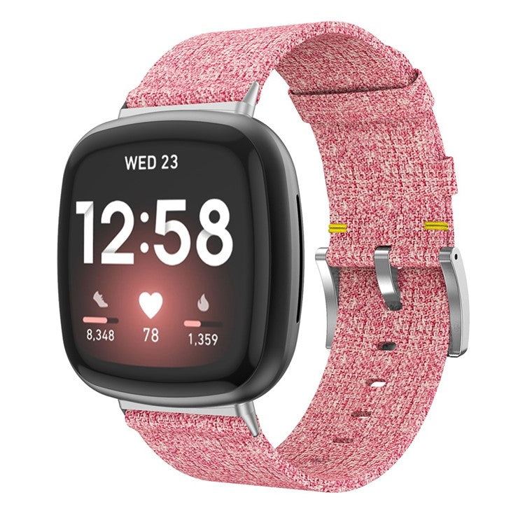 For Fitbit Versa 4 / Sense 2 Nylon Sport Watch Band Breathable Replacement Wrist Strap - Pink