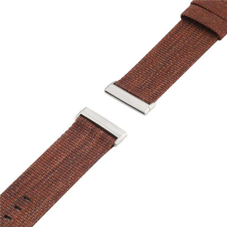 For Fitbit Versa 4 / Sense 2 Nylon Sport Watch Band Breathable Replacement Wrist Strap - Brown