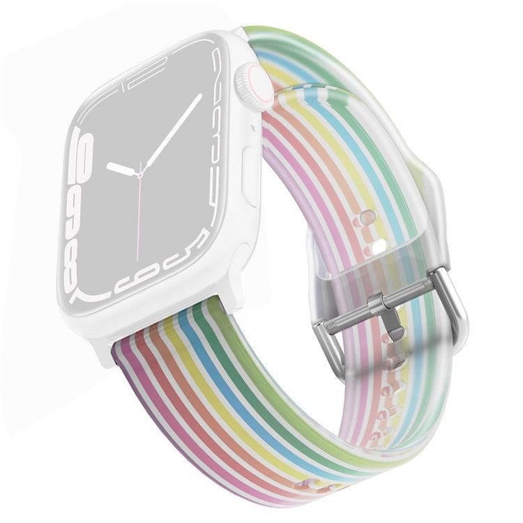For Apple Watch Series 10 42mm / 9 8 7 41mm / 6 5 4 SE SE (2022) SE (2023) 40mm / 3 2 1 38mm Silicone Watch Band Rainbow Color Watch Strap Quick Release Watchband - Rainbow