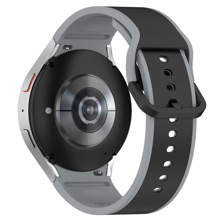 For Samsung Galaxy Watch 5 40mm / 44mm / 5 Pro 45mm / Watch4 40mm / 44mm / Watch4 Classic 42mm / 46mm Dual-Color Watch Band Universal Watch Strap Silicone Watchband - Black / Grey