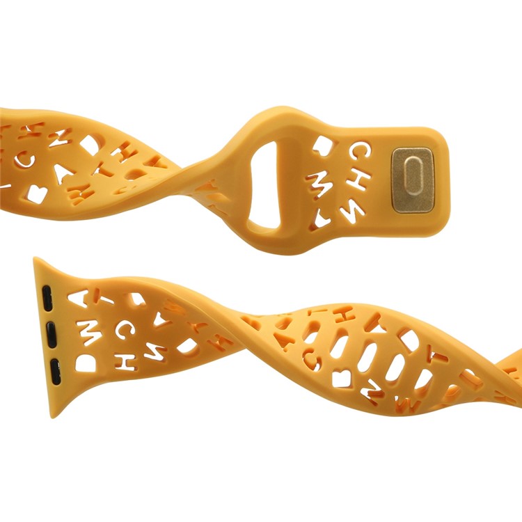 For Apple Watch Series 10 46mm / Ultra 2 Ultra 49mm / Series 9 8 7 45mm / 6 5 4 SE (2023) SE (2022) SE 44mm / 3 2 1 42mm Quick Release Band Silicone Watch Strap Hollow Letters Watchband - Orange