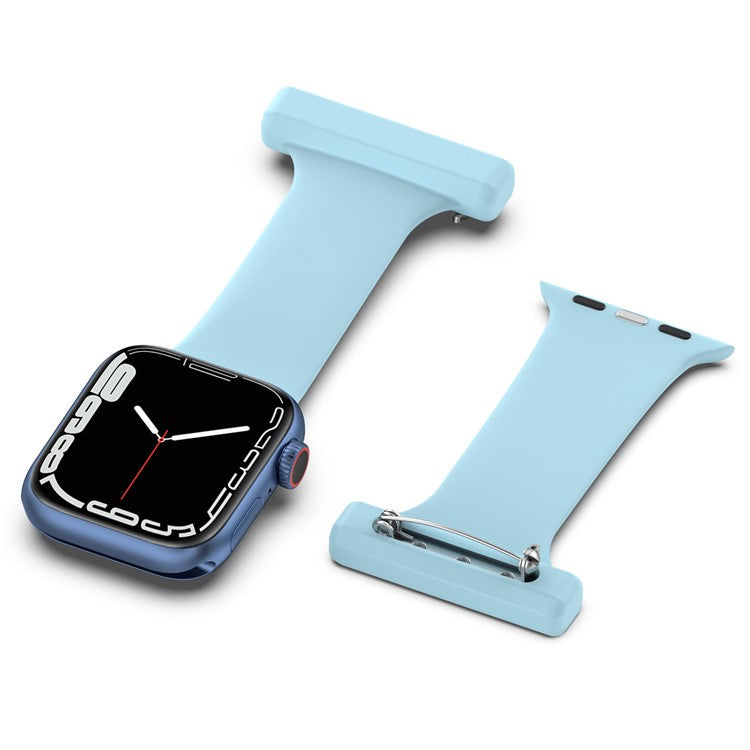 For Apple Watch Series 10 42mm / 9 8 7 41mm / 6 5 4 SE SE (2022) SE (2023) 40mm / 3 2 1 38mm Doctor Nurse Watch Band Silicone Strap Hanging Buckle - Sky Blue