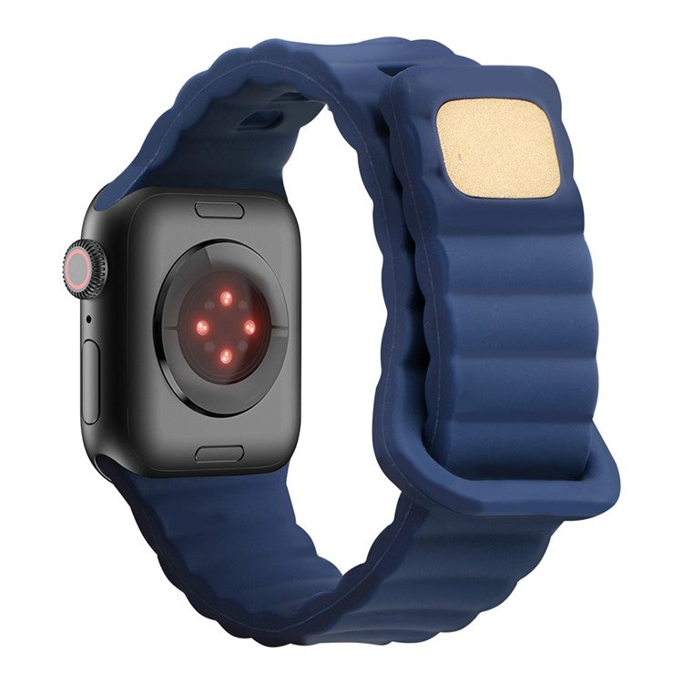 For Apple Watch Series 10 46mm / Ultra 2 Ultra 49mm / Series 9 8 7 45mm / 6 5 4 SE (2023) SE (2022) SE 44mm / 3 2 1 42mm Quick Release Silicone Watch Strap Watchband with Button - Dark Blue