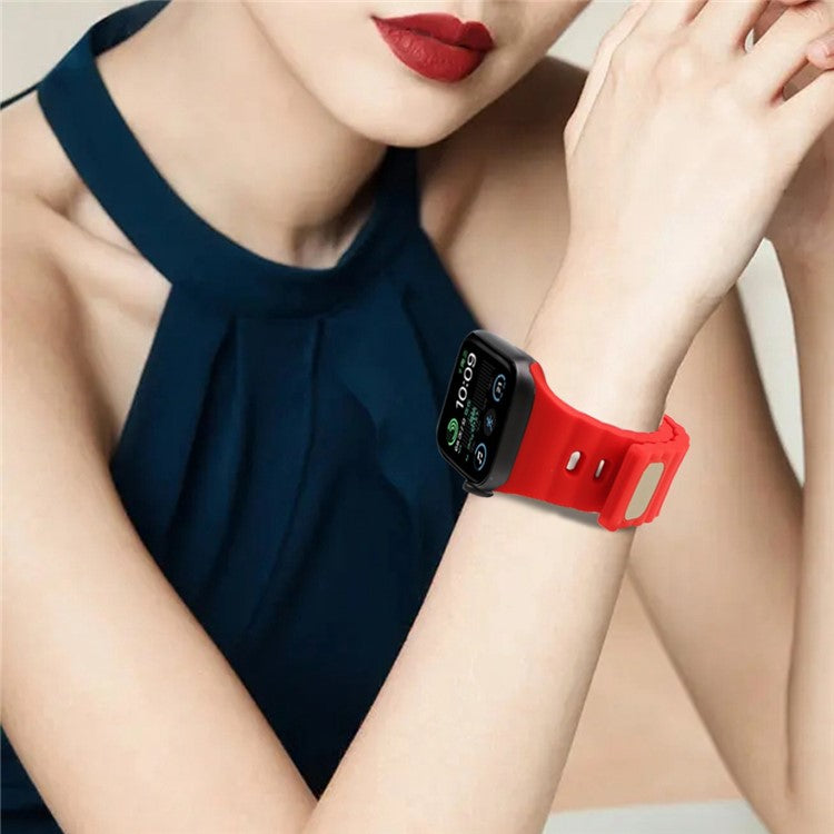 For Apple Watch Series 10 46mm / Ultra 2 Ultra 49mm / Series 9 8 7 45mm / 6 5 4 SE (2023) SE (2022) SE 44mm / 3 2 1 42mm Quick Release Silicone Watch Strap Watchband with Button - Red